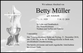 Anzeige von Betty Müller von MGO