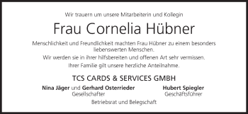 Anzeige von Cornelia Hübner von MGO