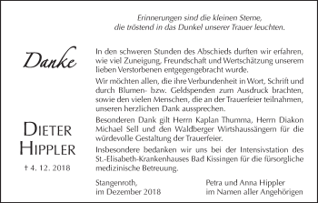 Anzeige von Dieter Hippler von MGO