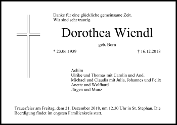 Anzeige von Dorothea Wiendl von MGO