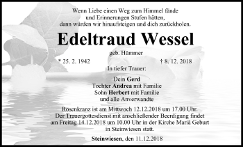 Anzeige von Edeltraud Wessel von MGO