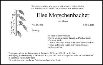 Anzeige von Else Motschenbacher von MGO