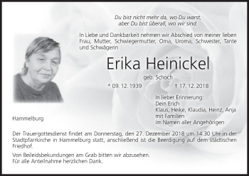 Anzeige von Erika Heinickel von MGO