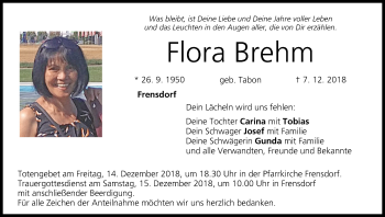 Anzeige von Flora Brehm von MGO
