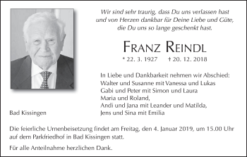 Anzeige von Franz Reindl von MGO