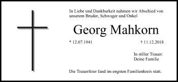 Anzeige von Georg Mahkorn von MGO
