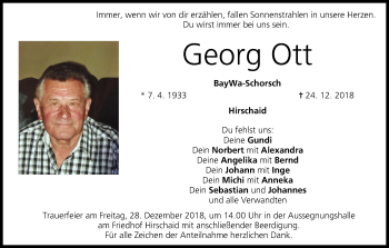 Anzeige von Georg Ott von MGO