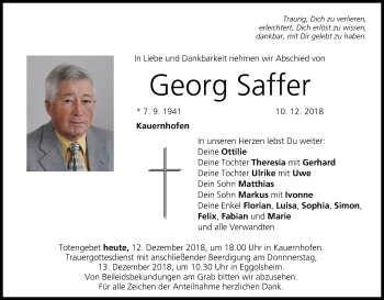 Anzeige von Georg Saffer von MGO