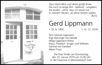 Anzeige von Gerd Lippmann von MGO