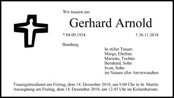 Anzeige von Gerhard Arnold von MGO