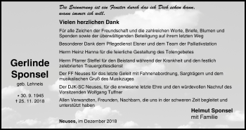 Anzeige von Gerlinde Sponsel von MGO