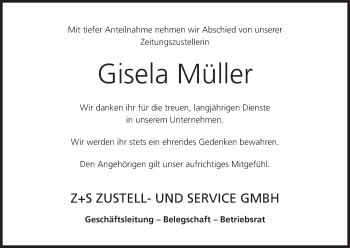 Anzeige von Gisela Müller von MGO
