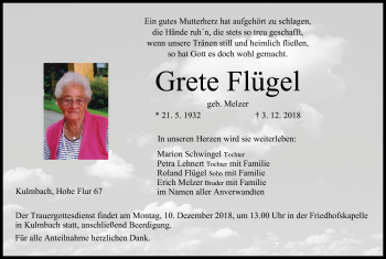 Anzeige von Grete Flügel von MGO
