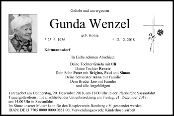 Anzeige von Gunda Wenzel von MGO