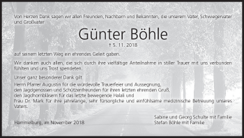 Anzeige von Günter Böhle von MGO