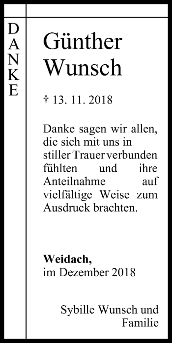 Anzeige von Günther Wunsch von MGO