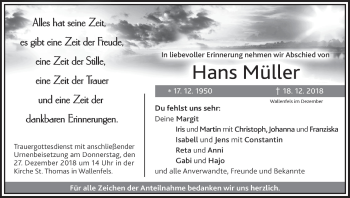 Anzeige von Hans Müller von MGO
