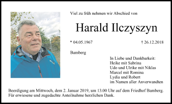 Anzeige von Harald Ilczyszyn von MGO