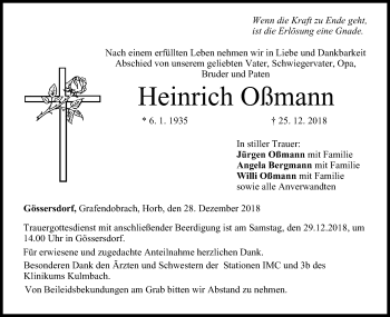 Anzeige von Heinrich Oßmann von MGO