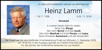Anzeige von Heinz Lamm von MGO