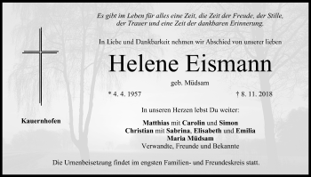 Anzeige von Helene Eismann von MGO
