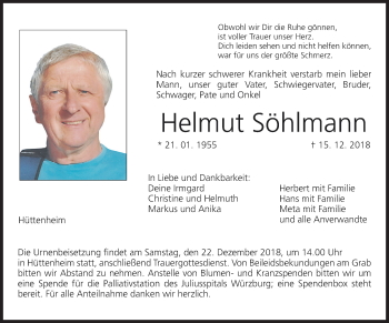 Anzeige von Helmut Söhlmann von MGO