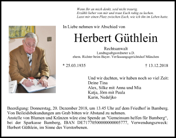 Anzeige von Herbert Güthlein von MGO