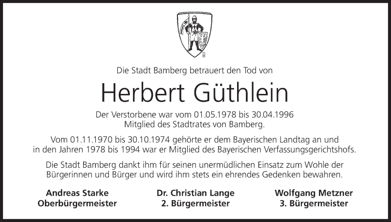  Traueranzeige für Herbert Güthlein vom 19.12.2018 aus MGO
