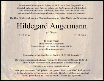 Anzeige von Hildegard Angermann von MGO