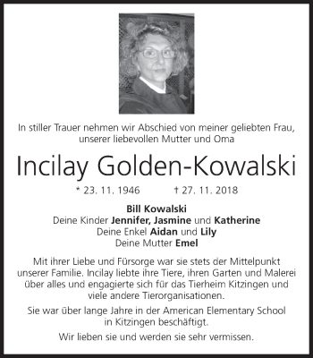 Anzeige von Incilay Golden-Kowalski von MGO