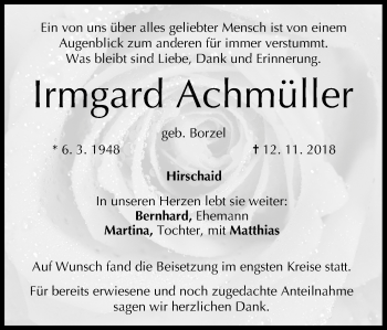 Anzeige von Irmgard Achmüller von MGO