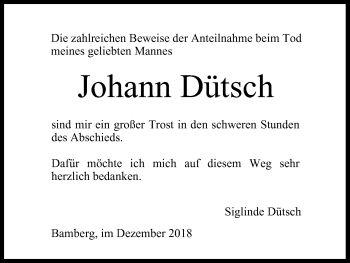 Anzeige von Johann Dütsch von MGO