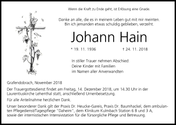Anzeige von Johann Hain von MGO