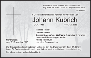 Anzeige von Johann Kübrich von MGO