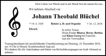 Anzeige von Johann Theobald Blüchel von MGO