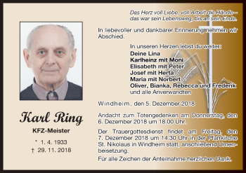Anzeige von Karl Ring von MGO