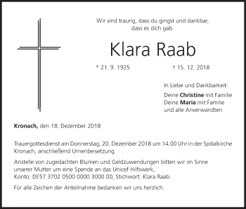 Anzeige von Klara Raab von MGO