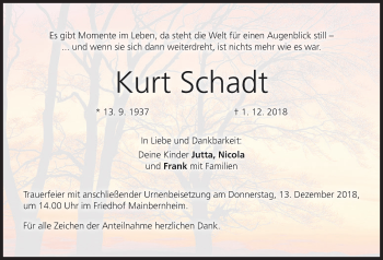 Anzeige von Kurt Schadt von MGO