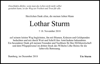 Anzeige von Lothar Sturm von MGO