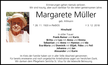 Anzeige von Margarete Müller von MGO