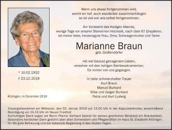 Anzeige von Marianne Braun von MGO