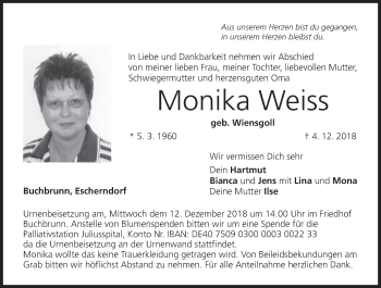 Anzeige von Monika Weiss von MGO