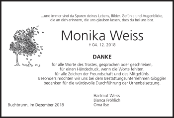 Anzeige von Monika Weiss von MGO