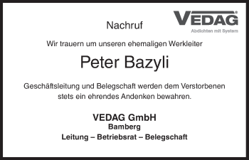 Anzeige von Peter Bazyli von MGO