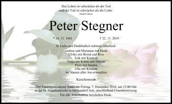 Anzeige von Peter Stegner von MGO