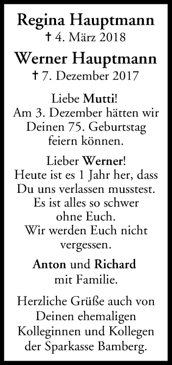 Anzeige von Regina Hauptmann von MGO