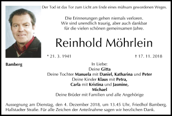 Anzeige von Reinhold Möhrlein von MGO
