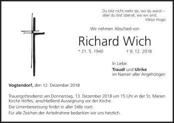 Anzeige von Richard Wich von MGO