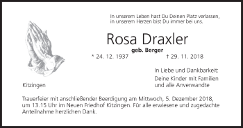 Anzeige von Rosa Draxler von MGO