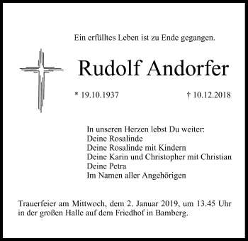 Anzeige von Rudolf Andorfer von MGO
